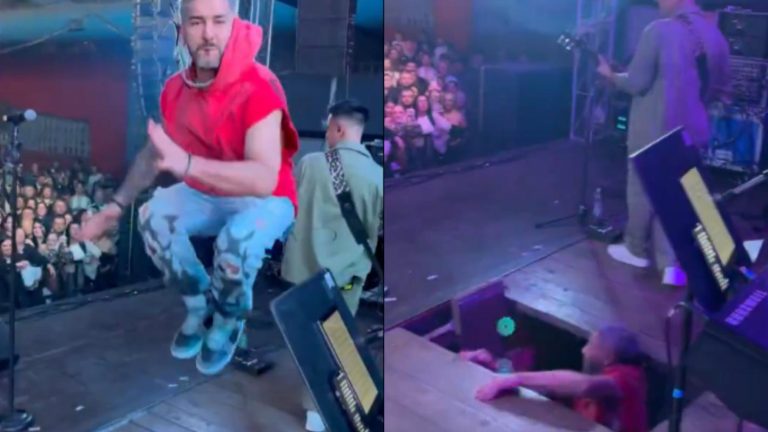 Cantante argentino sufre impactante caída durante show en Córdoba: Piso de escenario cedió mientras saltaba