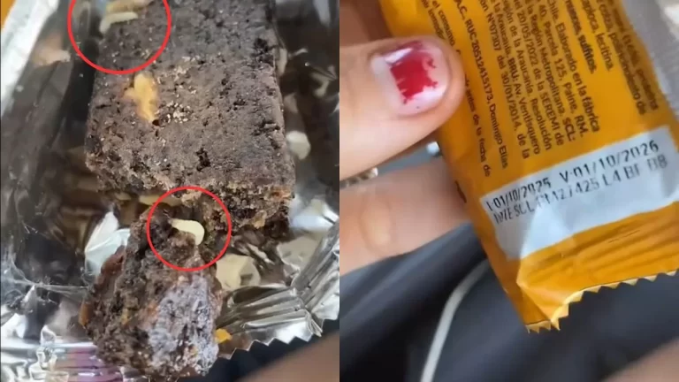 Clienta denuncia que la barra de proteínas que compró en Chile estaba llena de gusanos: «Que hue… más asquerosa»